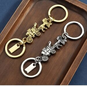 Gold and Silver Horse Carriage Key Holder Set